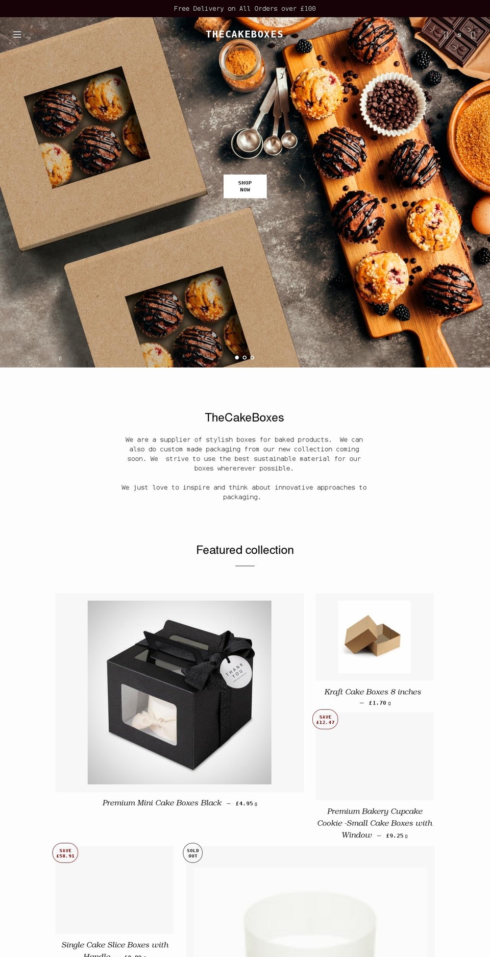 thecakeboxes.co.uk shopify website screenshot