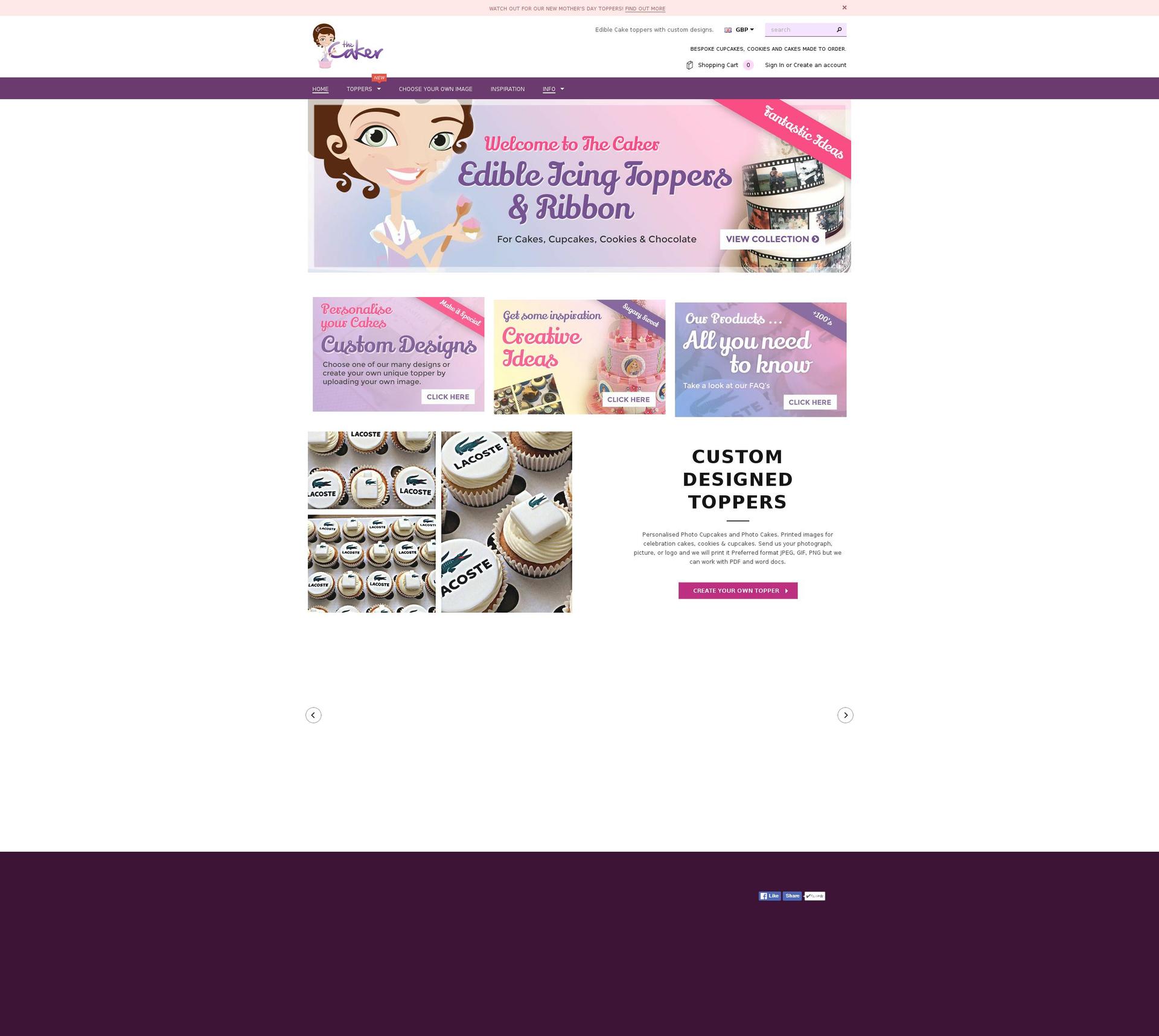 thecaker.com shopify website screenshot