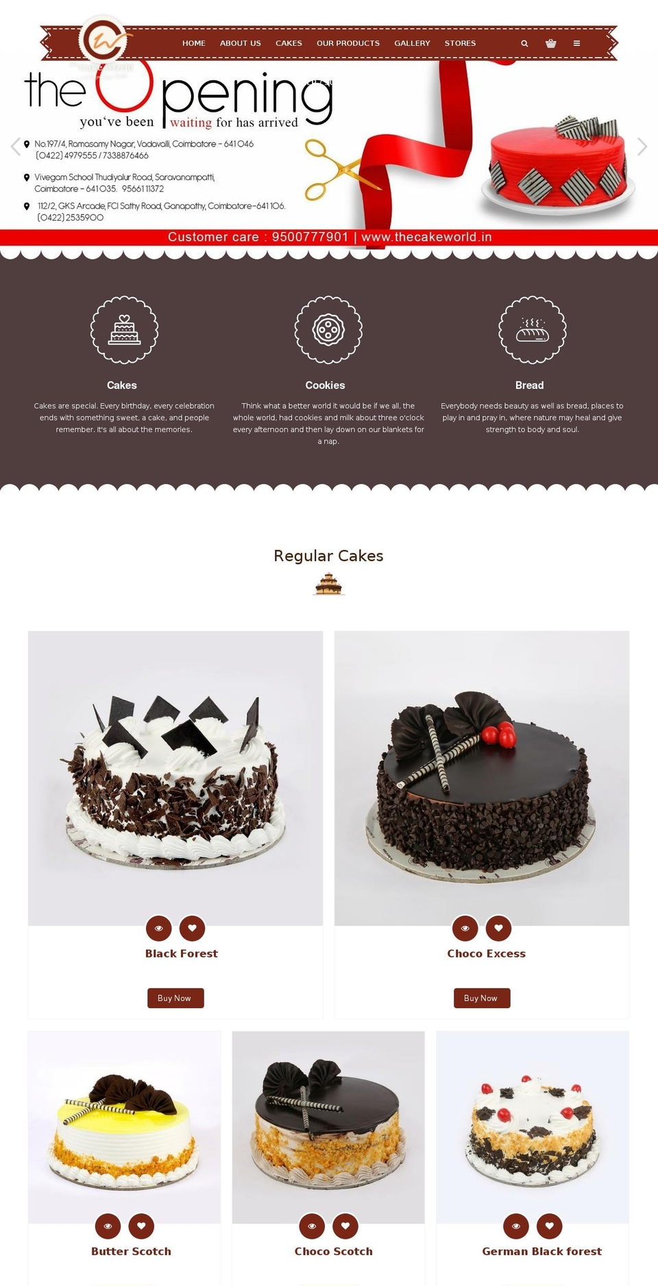 thecakeworld.in shopify website screenshot