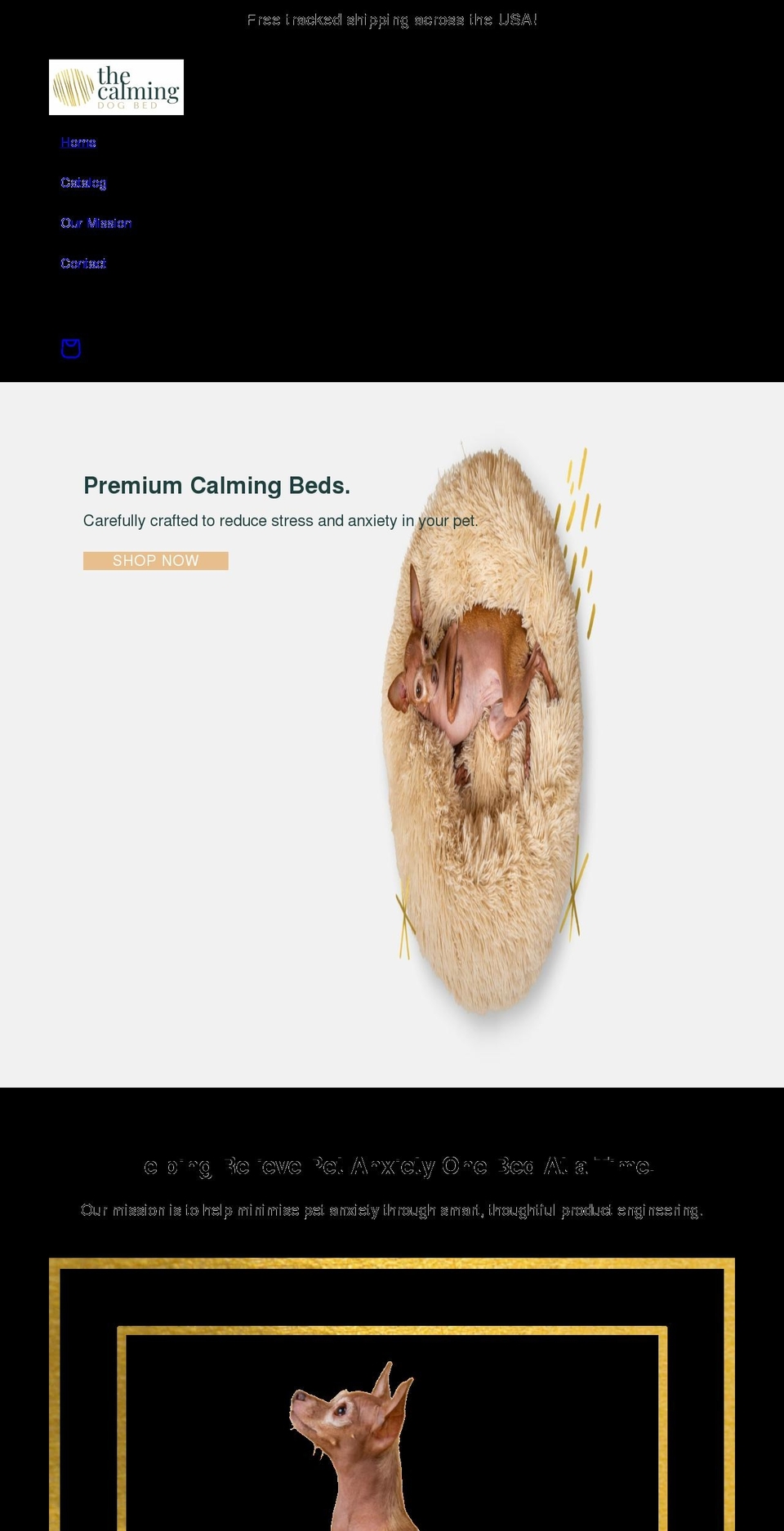 thecalmingdogbed.com shopify website screenshot