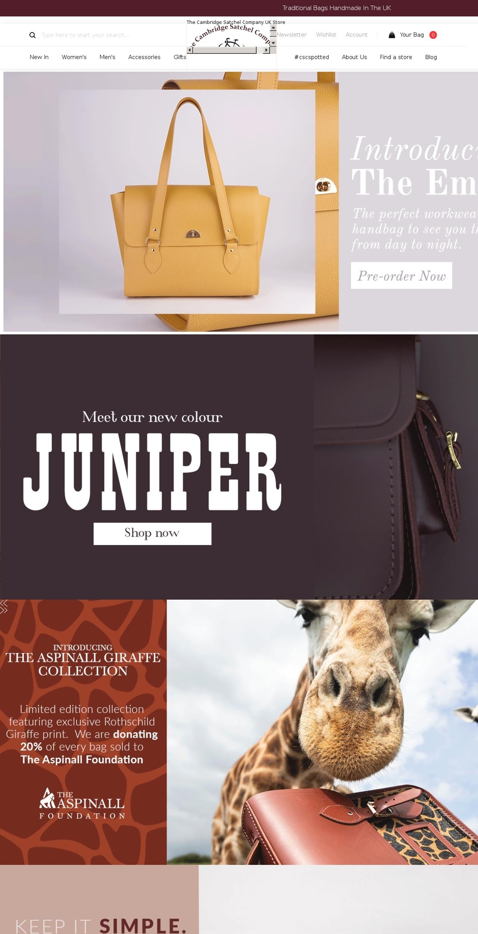 thecambridgebags.com — Shopify storefront screenshot