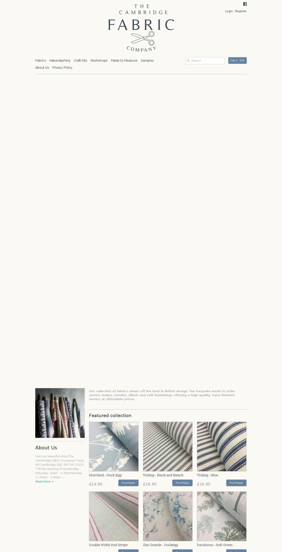 thecambridgefabriccompany.com — Shopify storefront screenshot