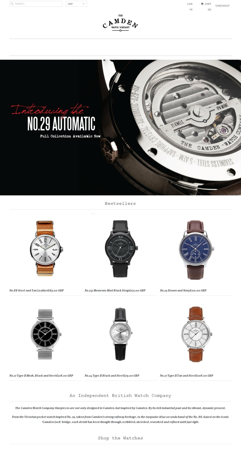 thecamdenwatchcompany.com — Shopify storefront screenshot