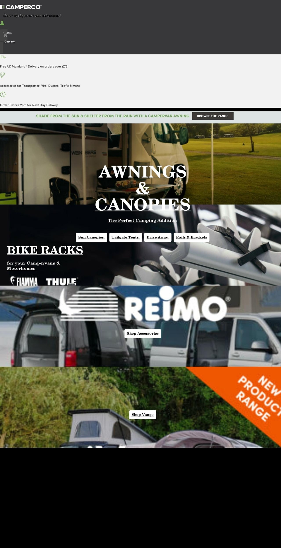 Camper Co Theme - Glaze v Shopify theme site example thecampercoshop.com