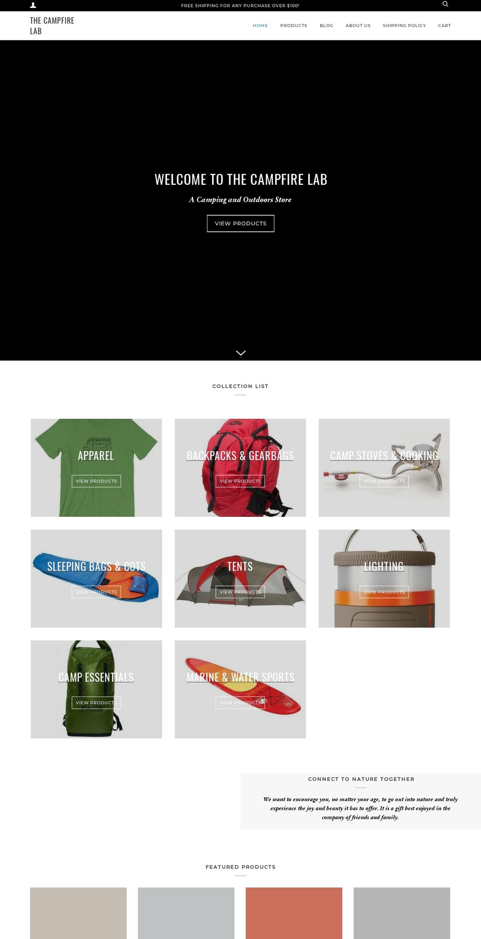 thecampfirelab.com shopify website screenshot