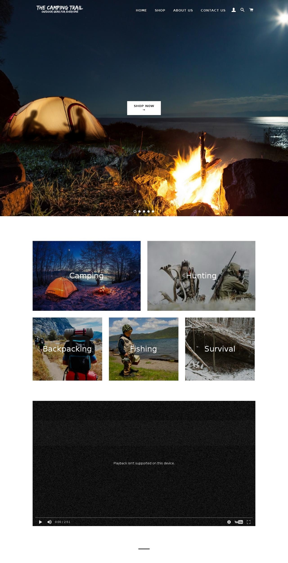 thecampingtrail.com shopify website screenshot