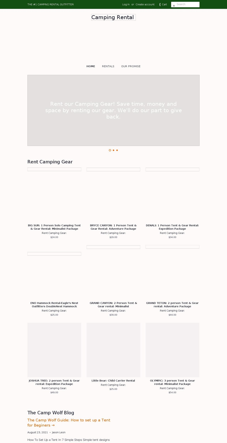 thecampwolf.com shopify website screenshot