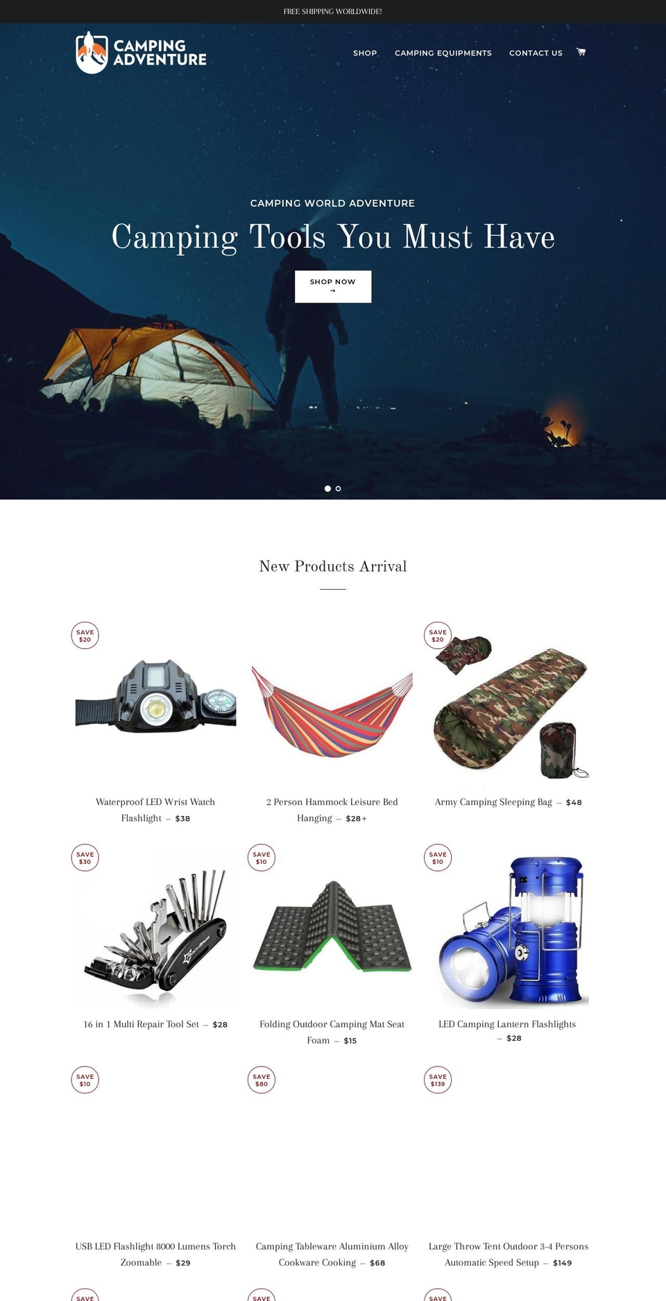 thecampworld.com — Shopify storefront screenshot