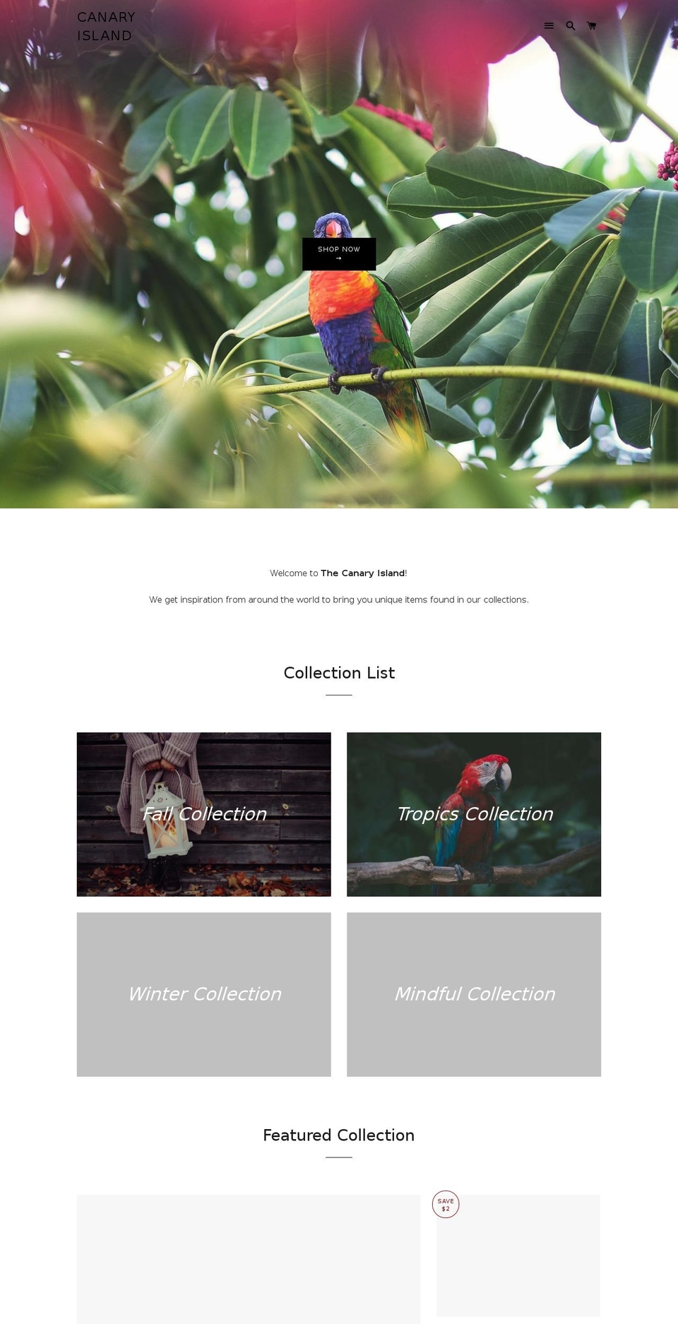 thecanaryisland.com — Shopify storefront screenshot