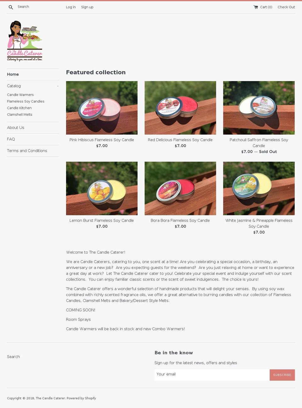 thecandlecaterer.com — Shopify storefront screenshot