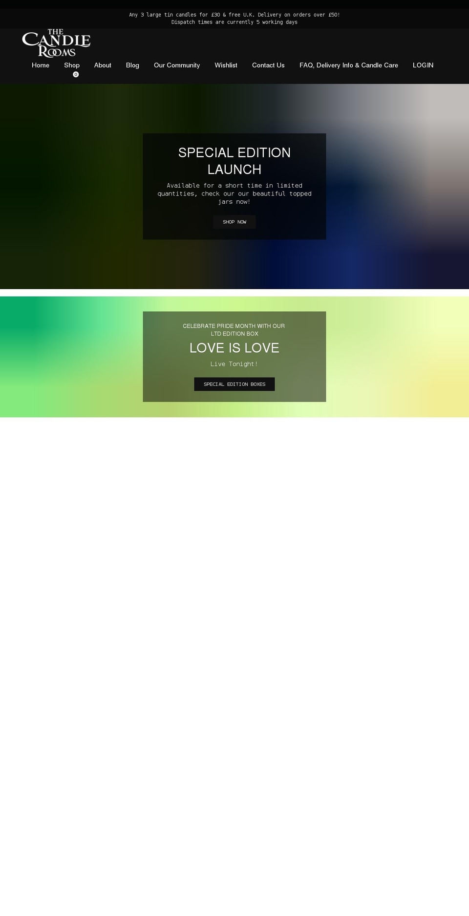 thecandlerooms.com shopify website screenshot