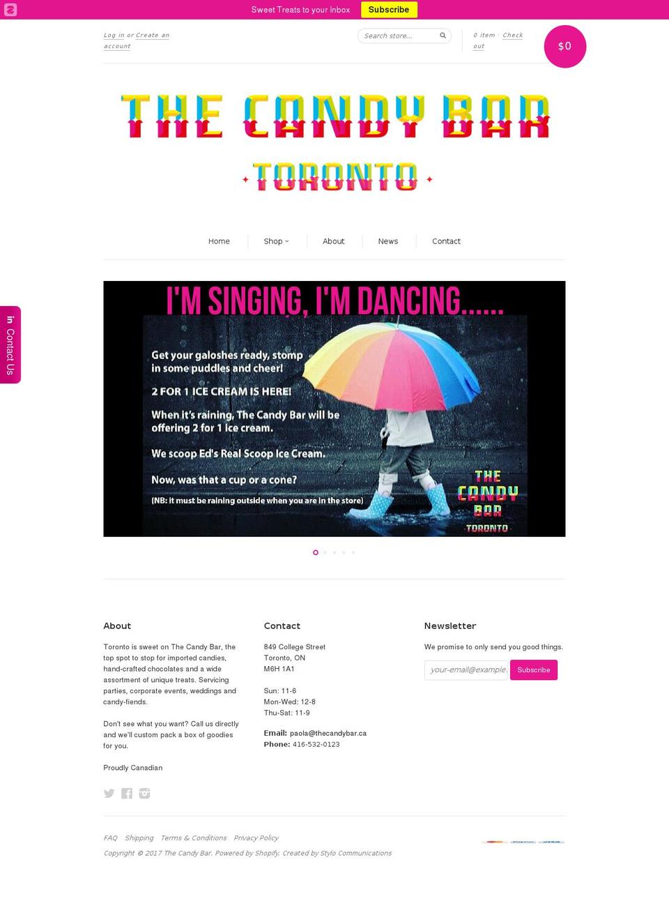 thecandybar.ca shopify website screenshot