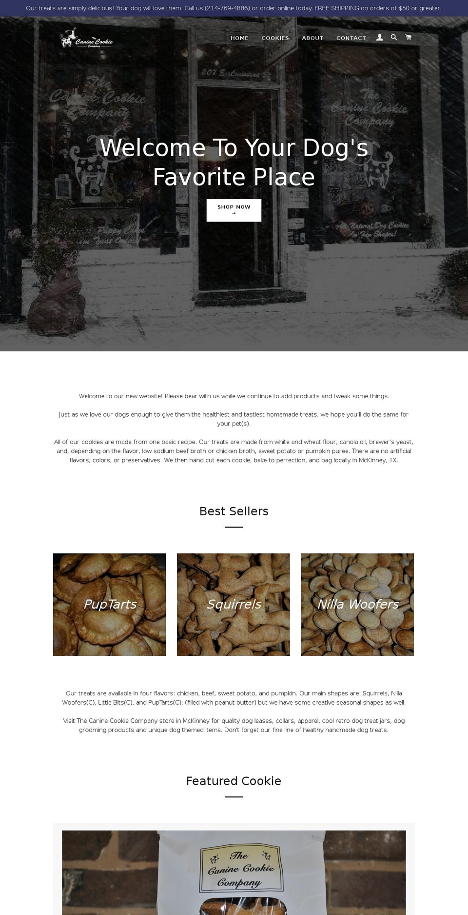 thecaninecookiecompany.net shopify website screenshot