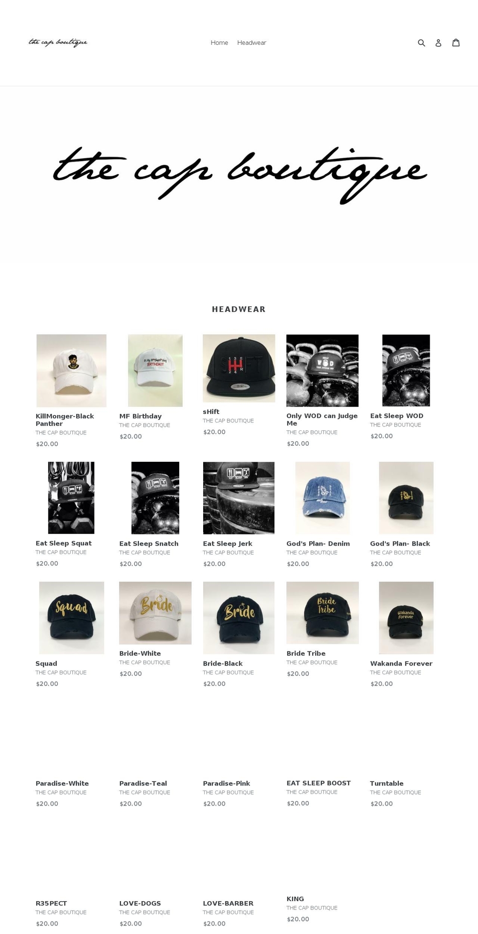 thecapboutique.com shopify website screenshot
