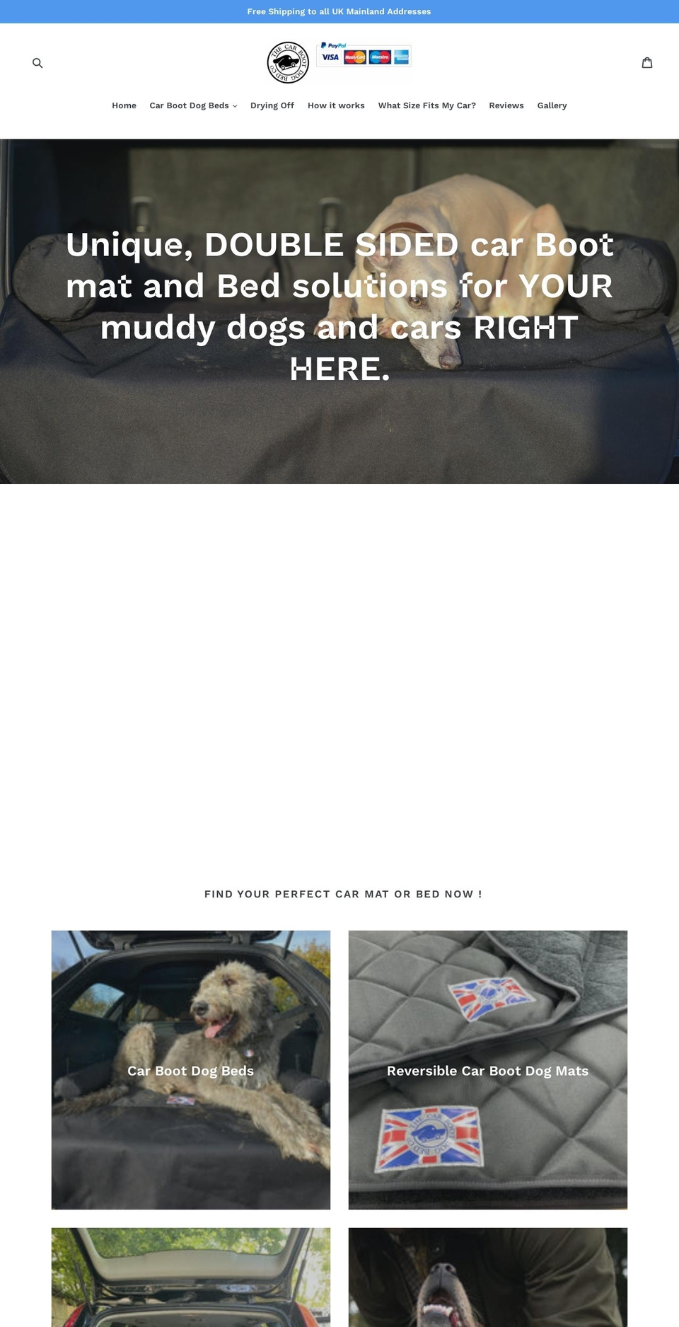 thecarbootdogbedcompany.co.uk shopify website screenshot