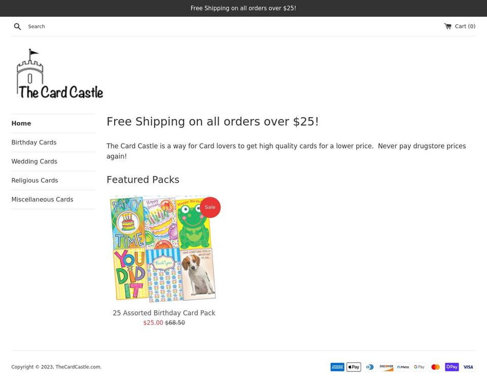 thecardcastle.com shopify website screenshot