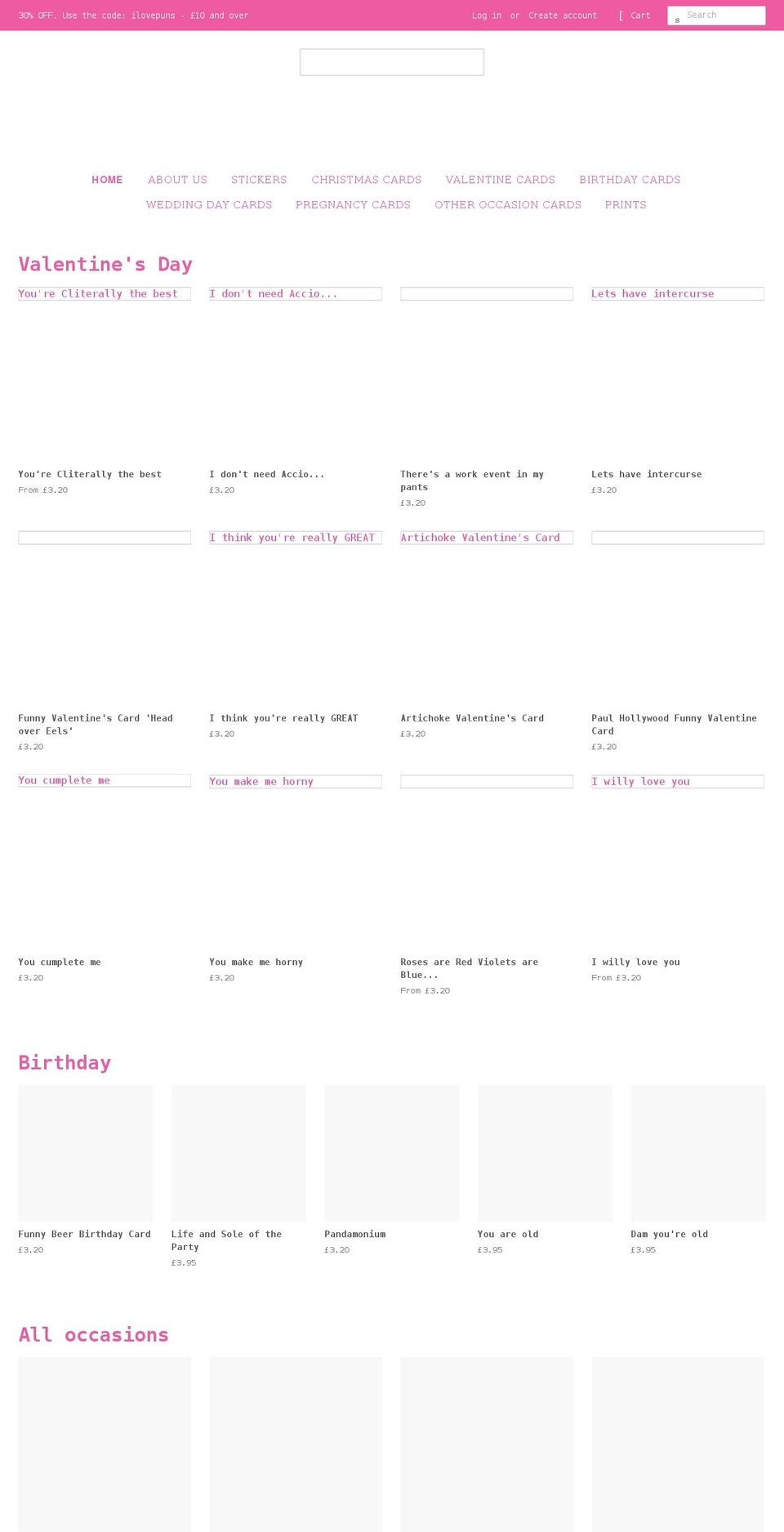 thecardcompony.com shopify website screenshot