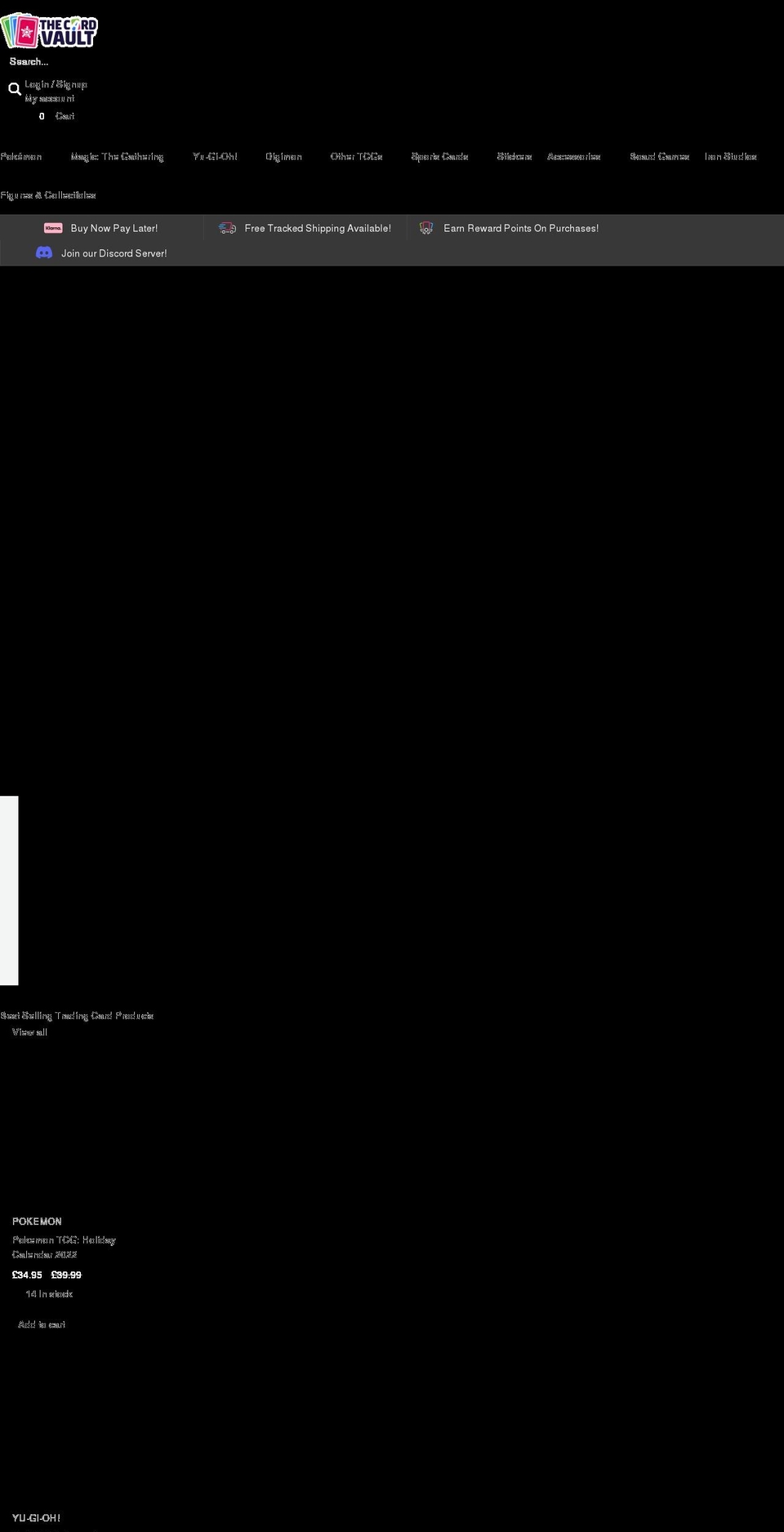 thecardvault.co.uk shopify website screenshot