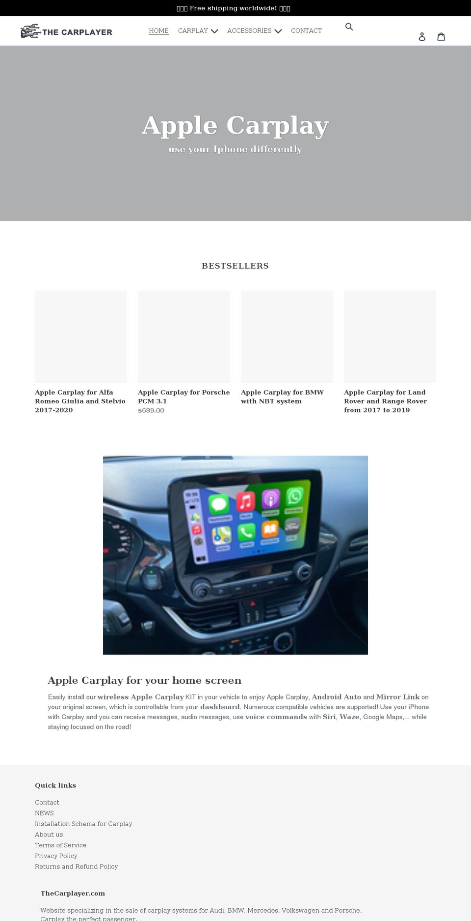 thecarplayer.com shopify website screenshot