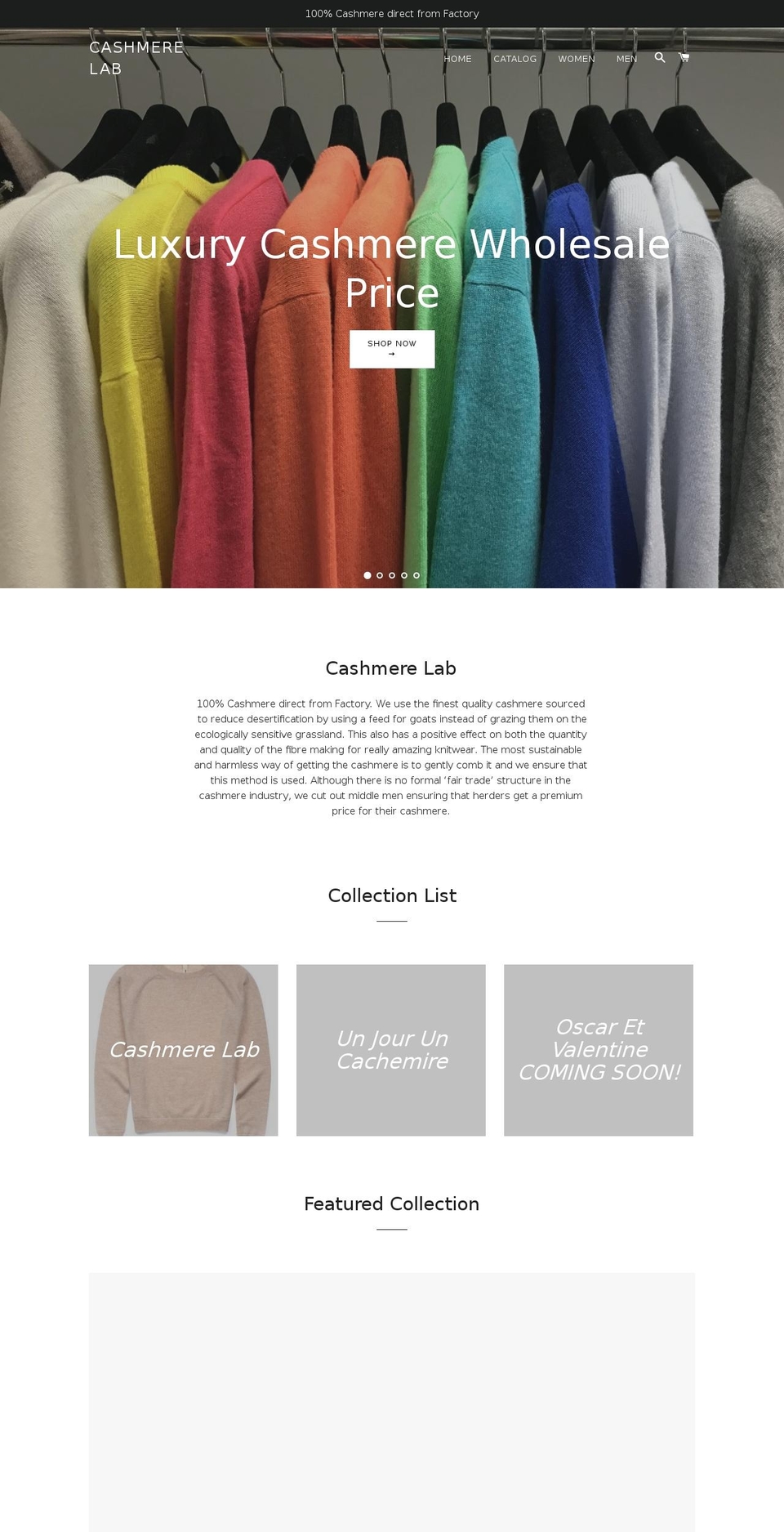 thecashmerelab.com — Shopify storefront screenshot