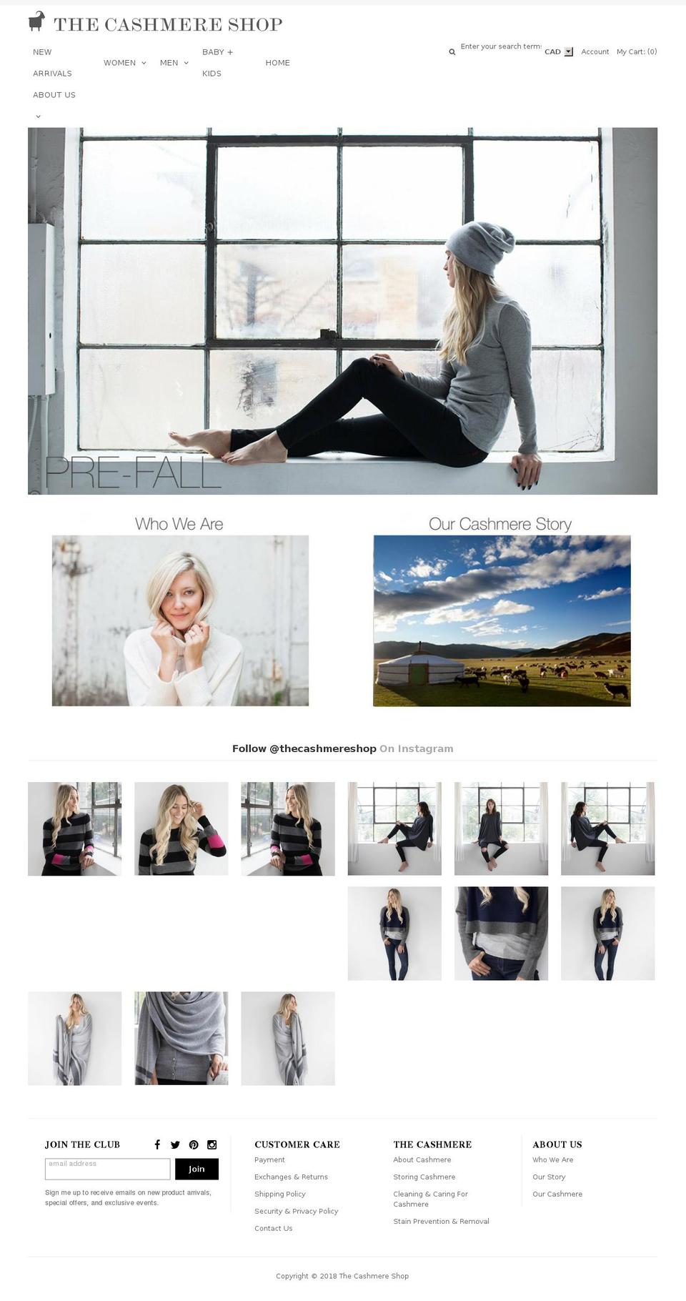 thecashmerestore.com — Shopify storefront screenshot