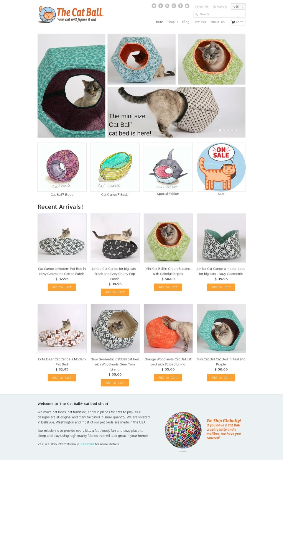 thecatball.org shopify website screenshot