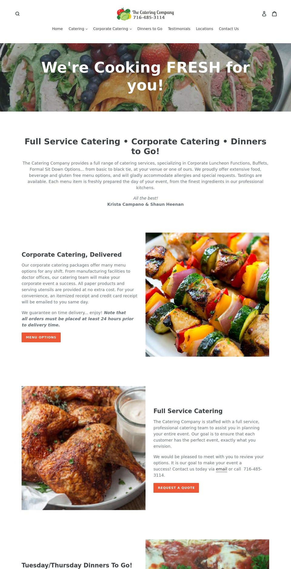 thecateringcompanywny.com shopify website screenshot
