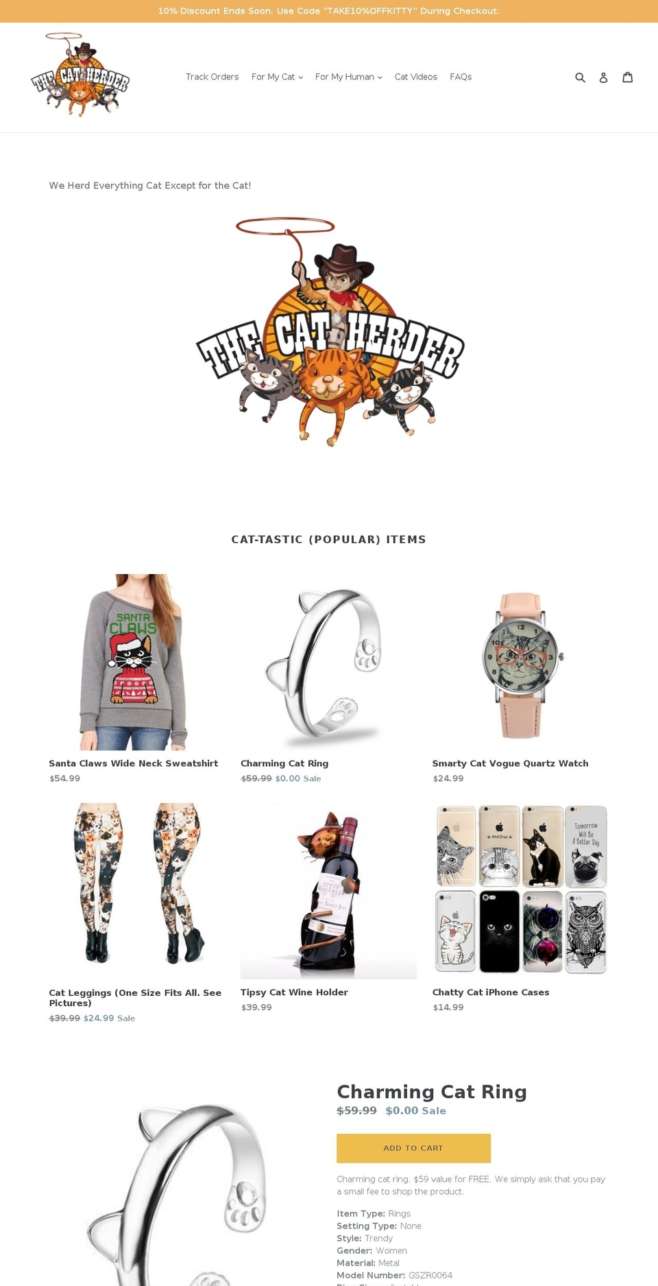 thecatherder.com — Shopify storefront screenshot
