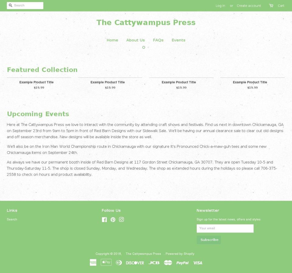 thecattywampuspress.com — Shopify storefront screenshot