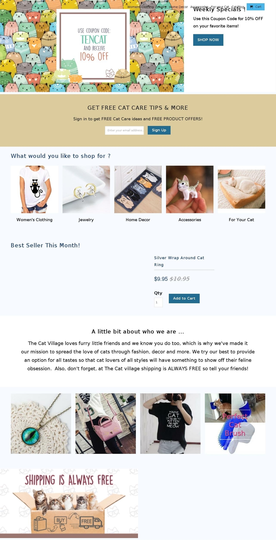 thecatvillage.com — Shopify storefront screenshot