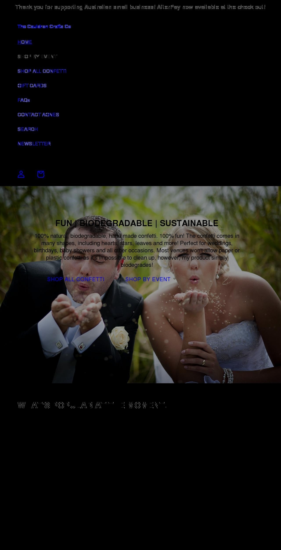 thecauldroncraftsco.com shopify website screenshot
