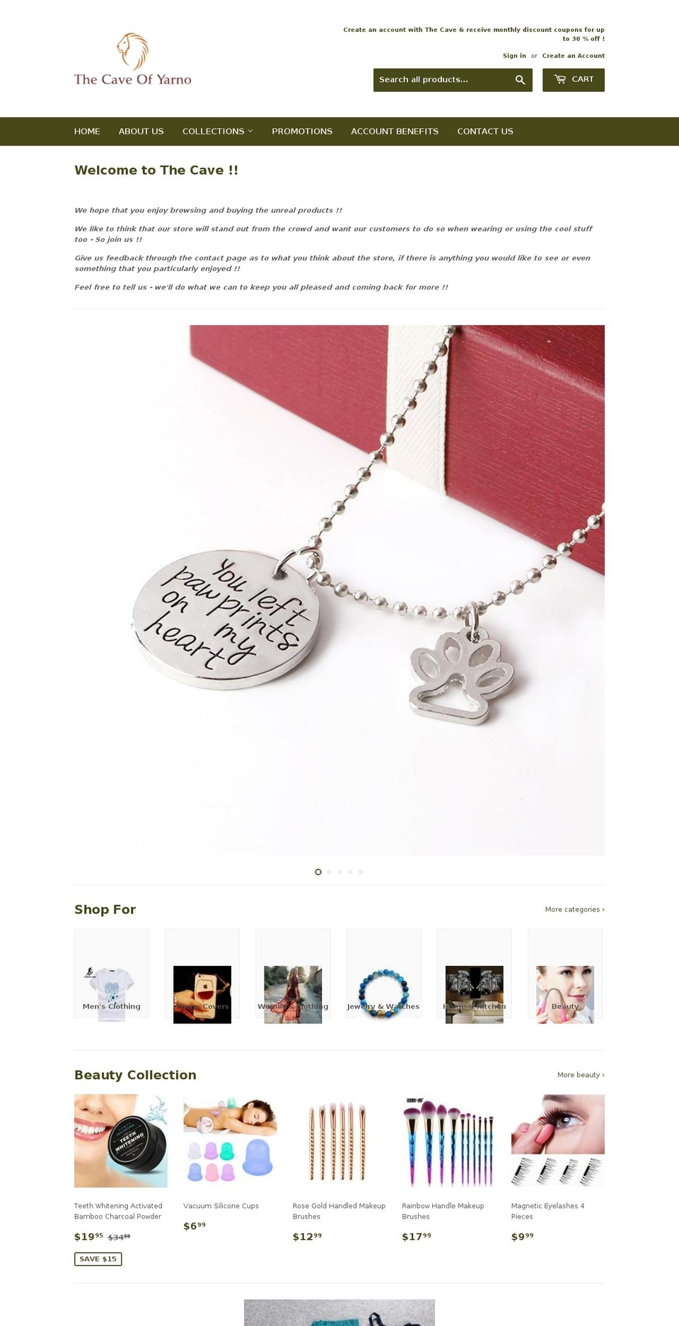 thecaveofyarno.com shopify website screenshot