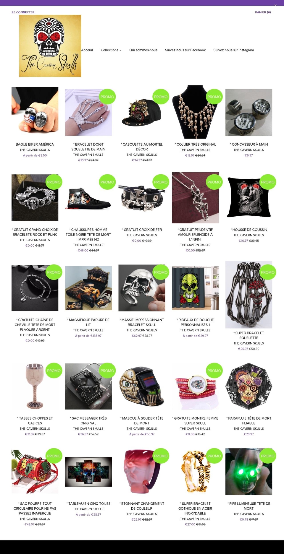 thecavernskulls.com shopify website screenshot
