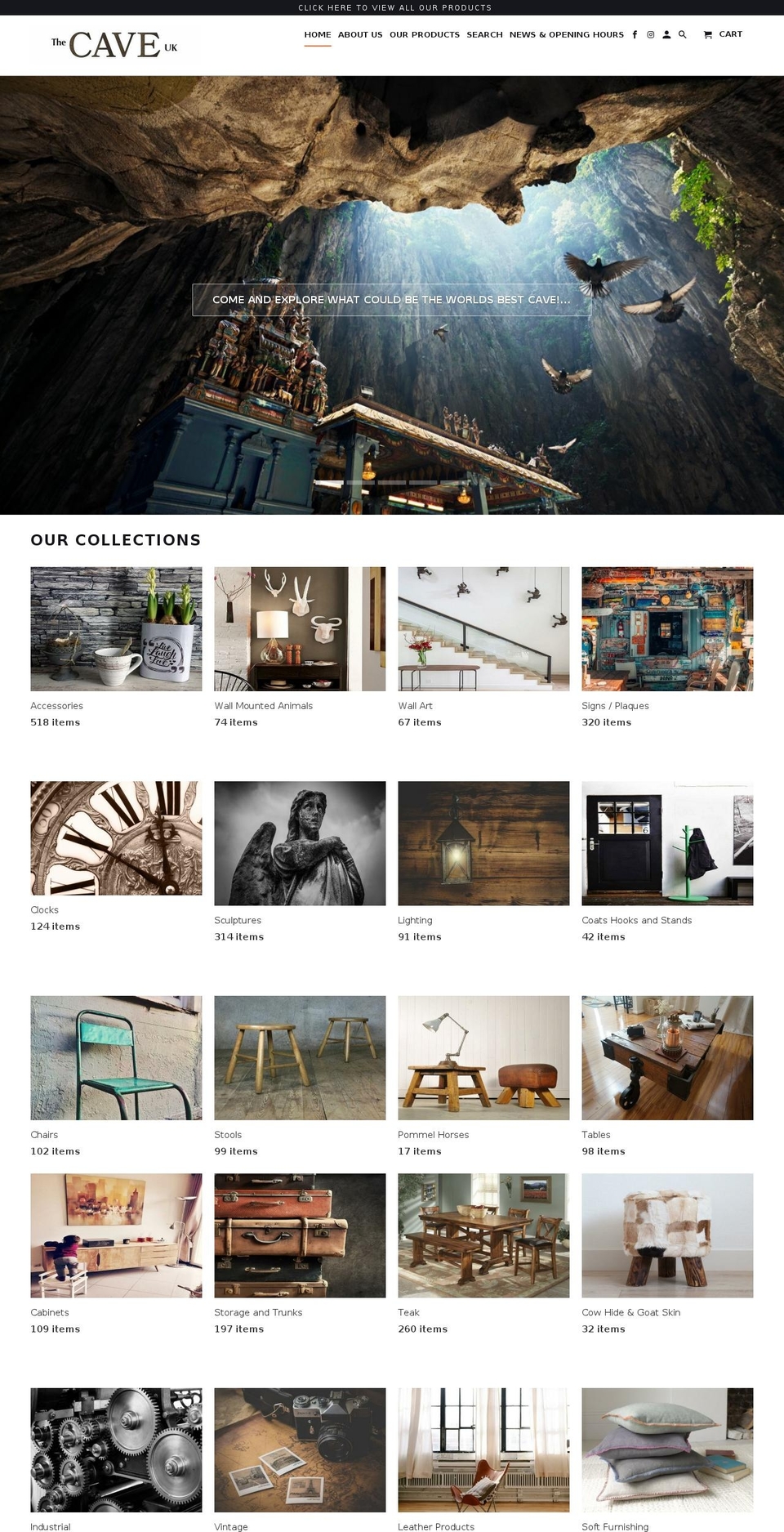 Copy of Retina Shopify theme site example thecaveuk.co.uk