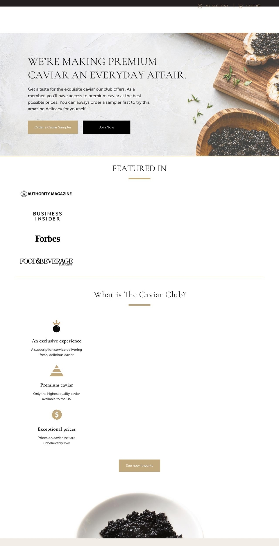thecaviarclub.com shopify website screenshot