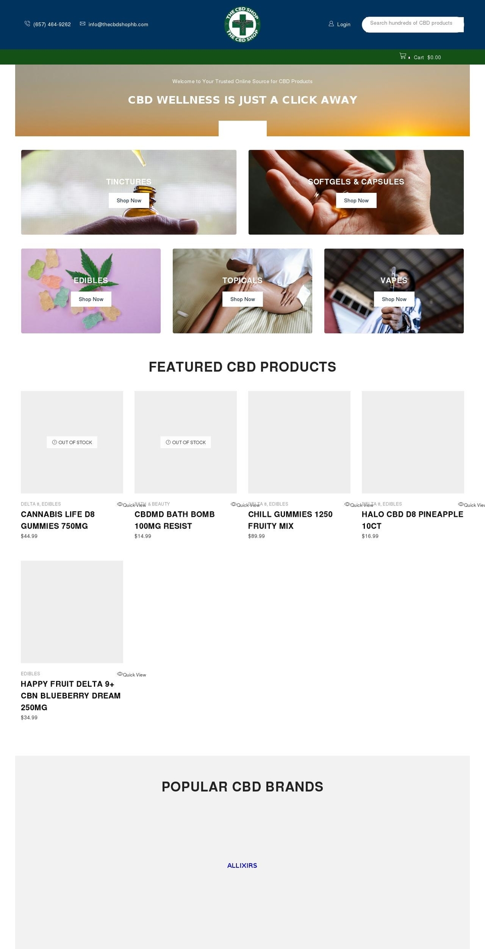 thecbdshophb.com — Shopify storefront screenshot