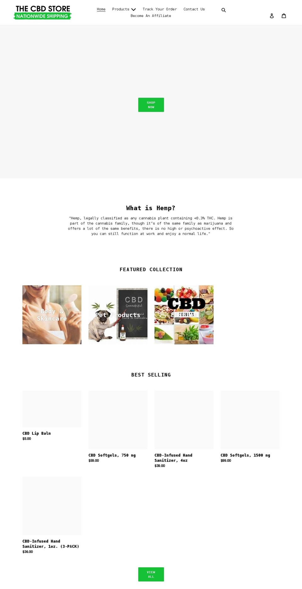 thecbdstoreaz.com shopify website screenshot