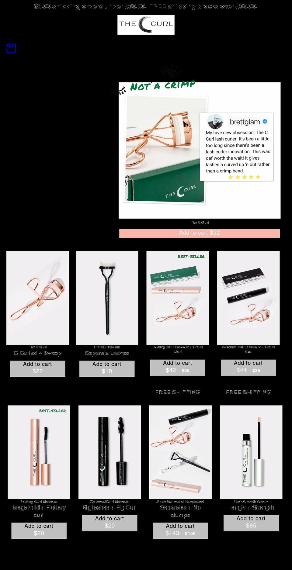 theccurl.com shopify website screenshot