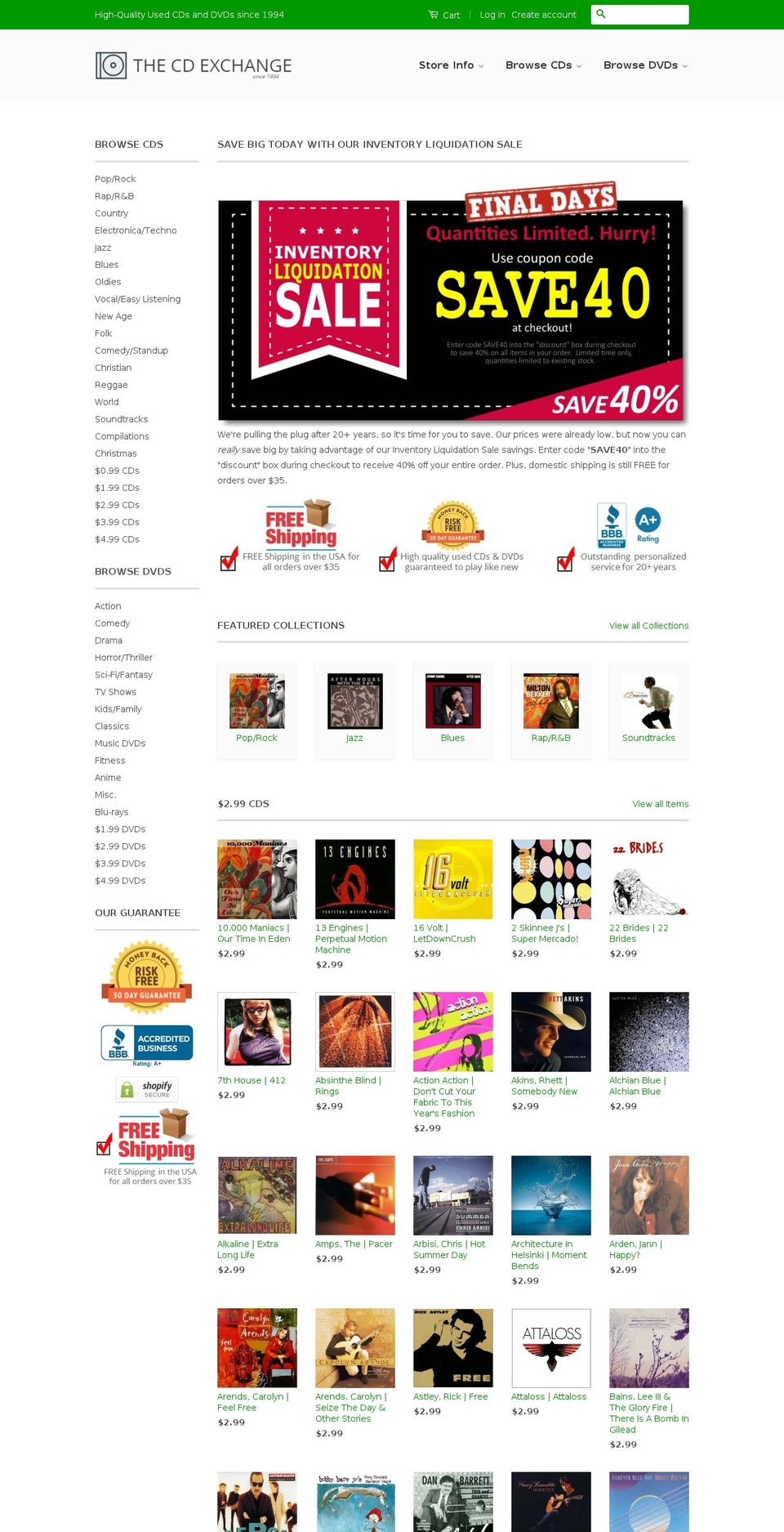 qeretail Shopify theme site example thecdexchange.com