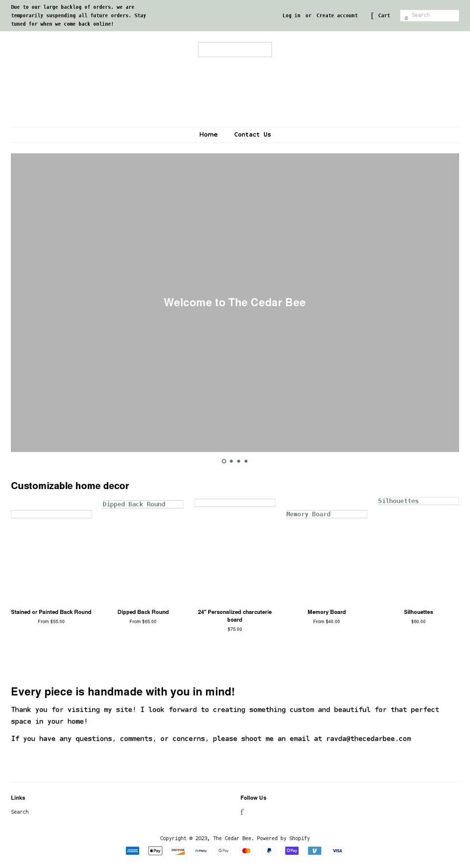 thecedarbee.com shopify website screenshot
