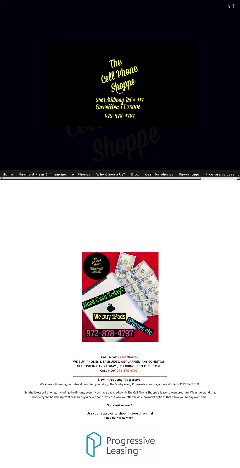 thecellphoneshoppe.com — Shopify storefront screenshot