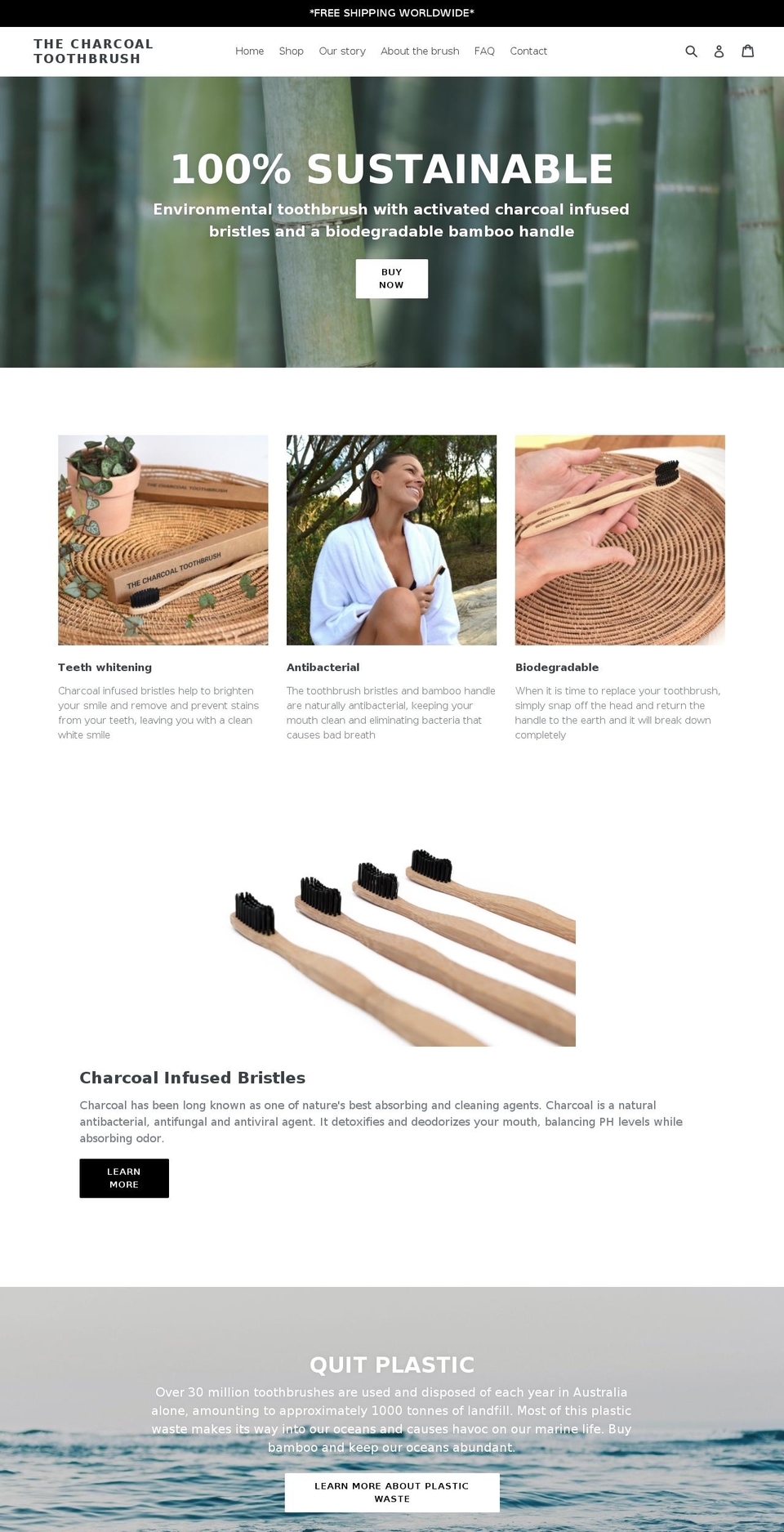thecharcoaltoothbrush.com shopify website screenshot