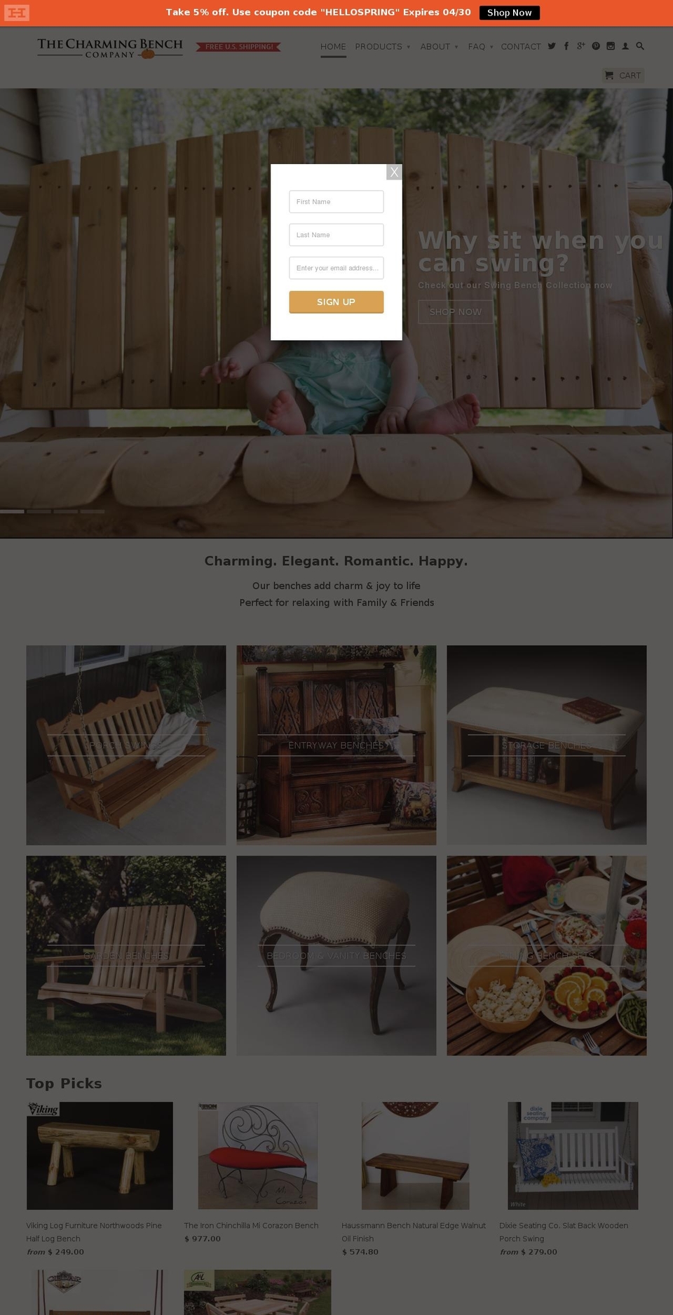 thecharmingbenchcompany.com shopify website screenshot