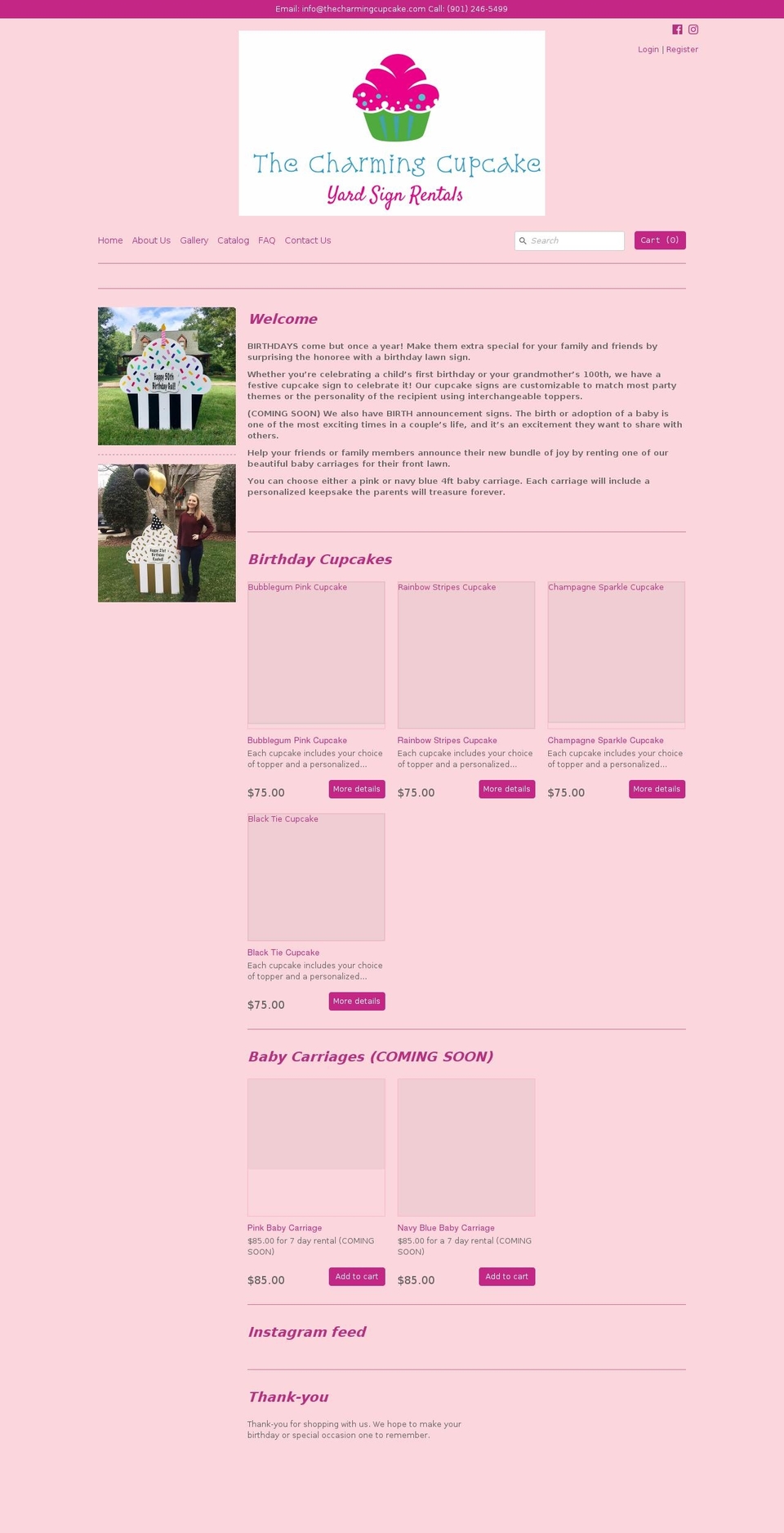 thecharmingcupcake.com — Shopify storefront screenshot