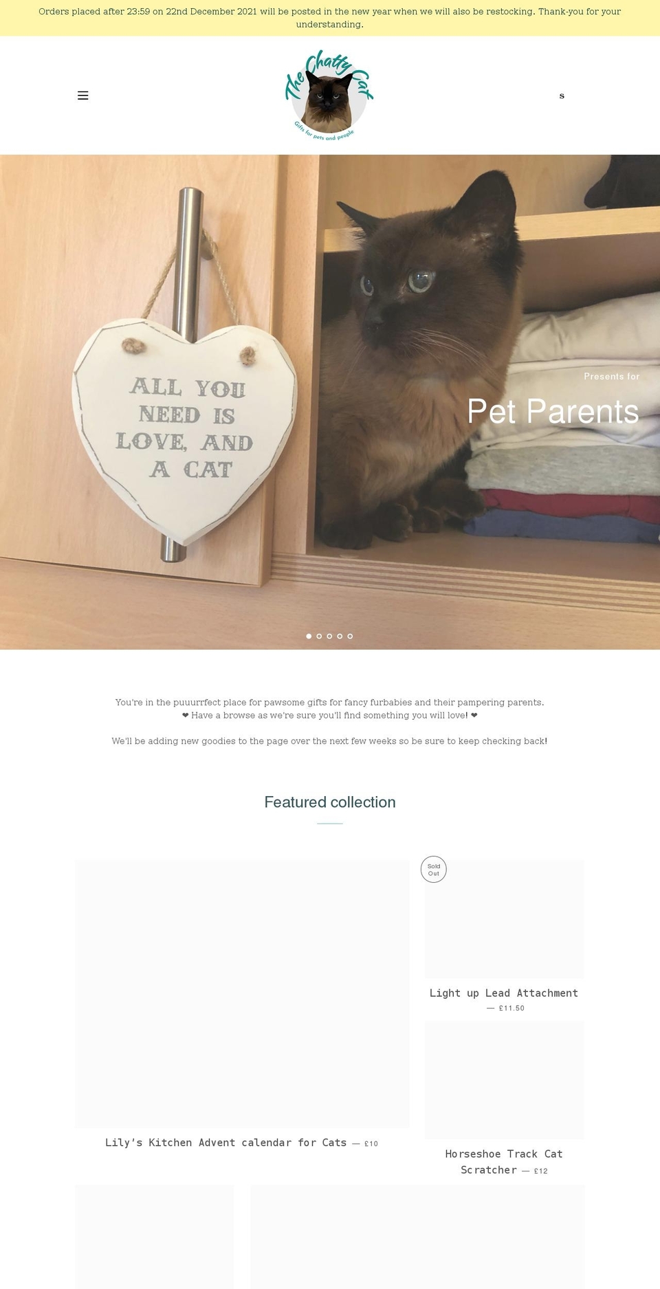 thechattycat.co.uk shopify website screenshot