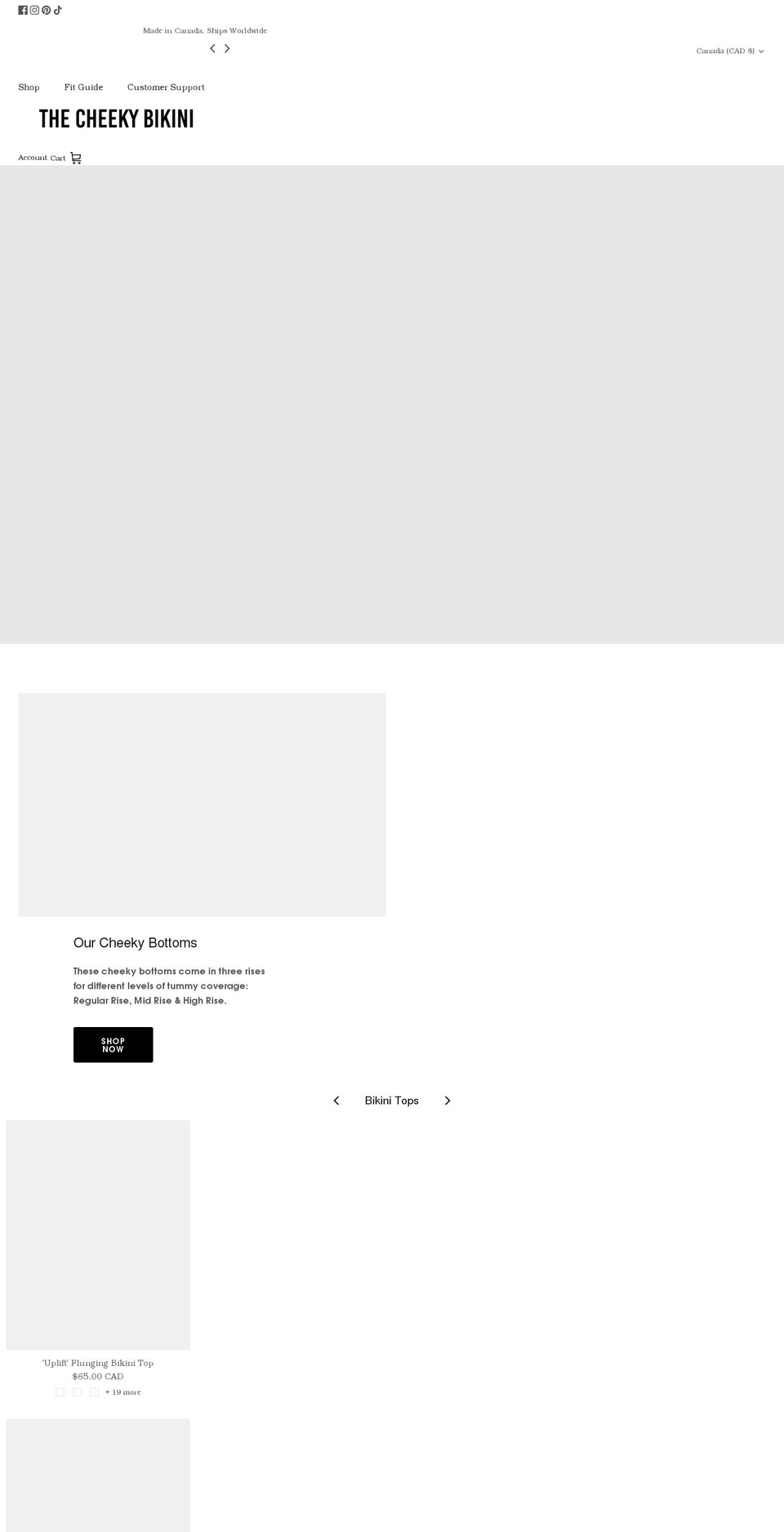 thecheekybikini.com shopify website screenshot