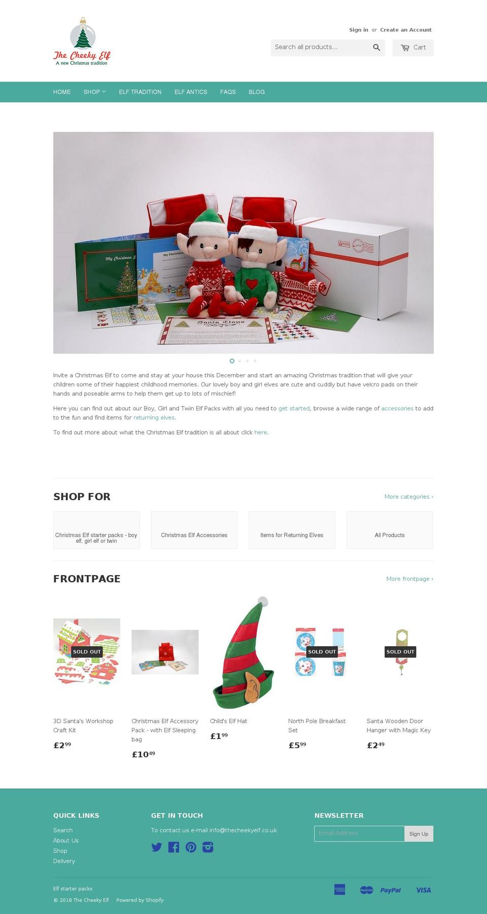 thecheekyelf.co.uk shopify website screenshot