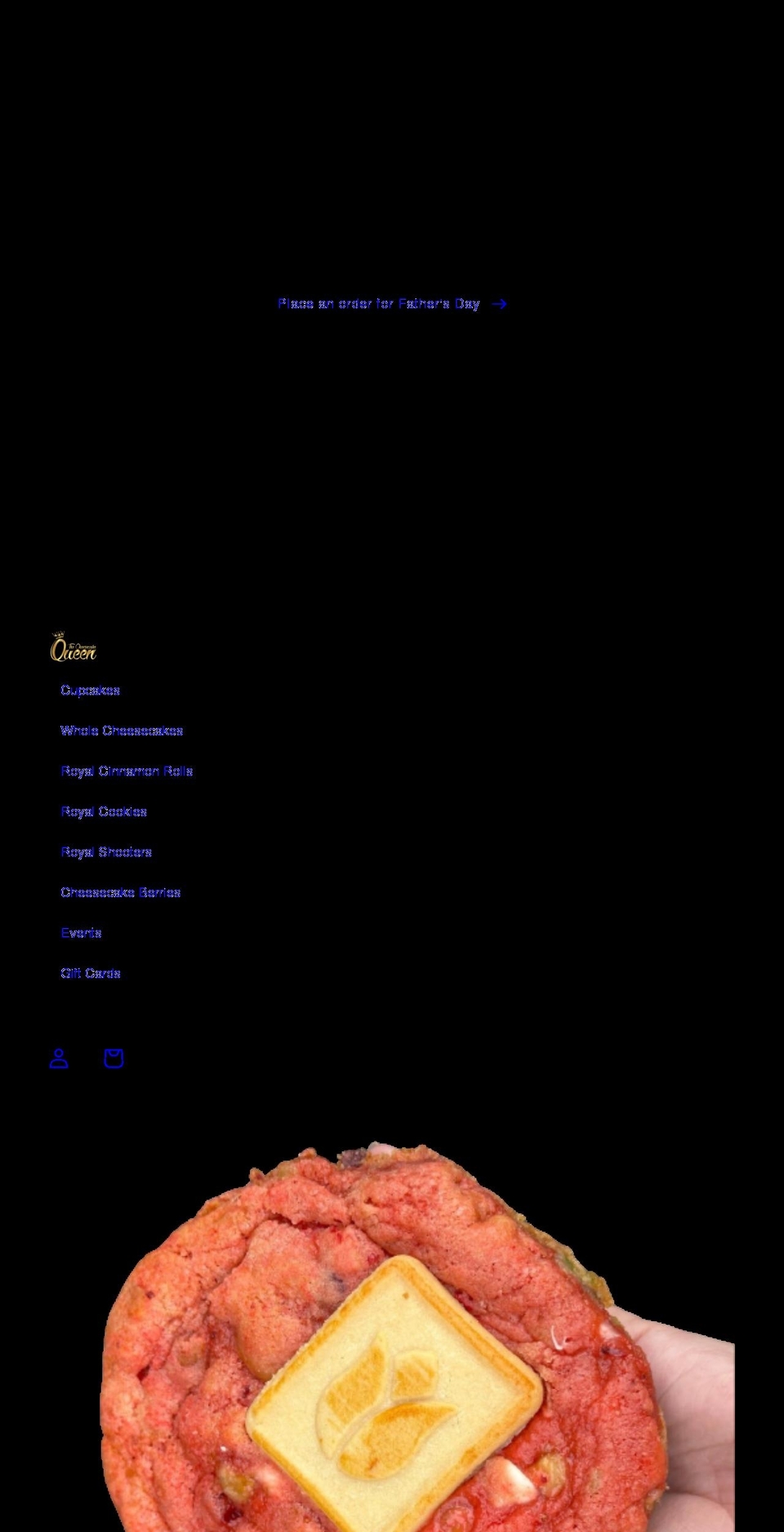 thecheesecakequeen.com shopify website screenshot