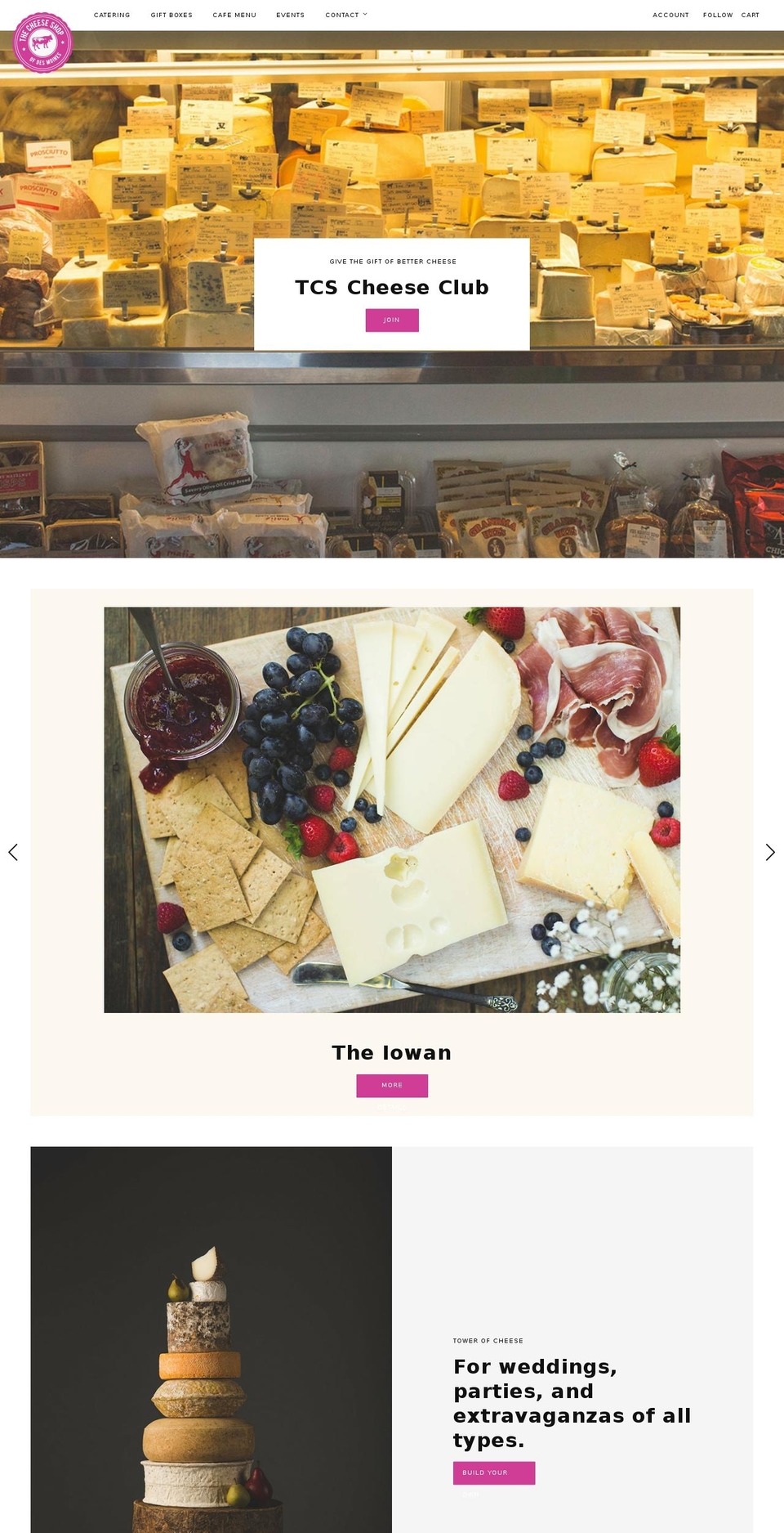 thecheeseshopdsm.com shopify website screenshot