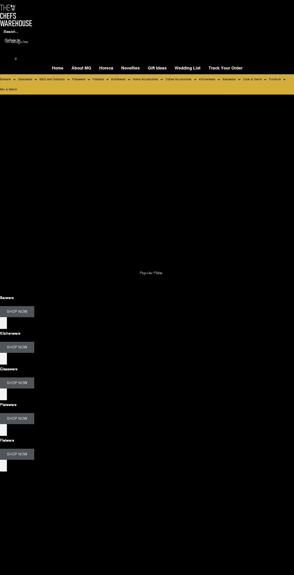 thechefswarehousebymg.com shopify website screenshot